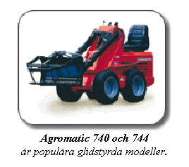 Textruta: Agromatic 740 och 744 
�r popul�ra glidstyrda modeller.
